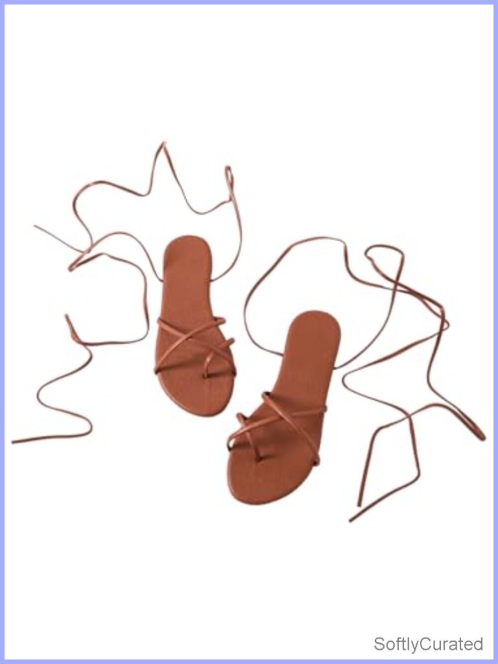 Women's Faux Leather Lace Up Flat Sandals Strappy Open Toe Casual Slides